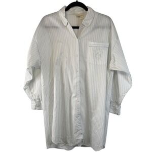 Victoria's Secret VTG Blue White Striped Cotton Nightshirt Sleep Shirt Women M